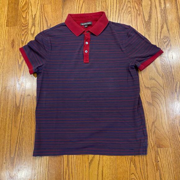 Michael Kors Polo Blue Red Striped Medium - Picture 1 of 7